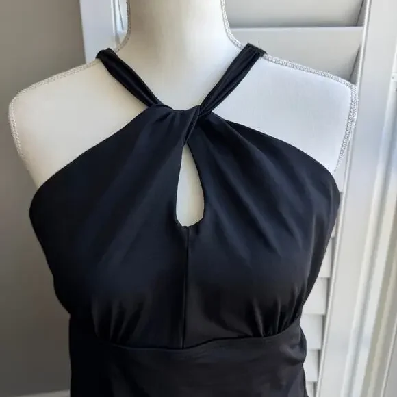 LANDS' END Swimsuit Tankini Womens L Black High Neck To One Shoulder Multi Way - Picture 6 of 13